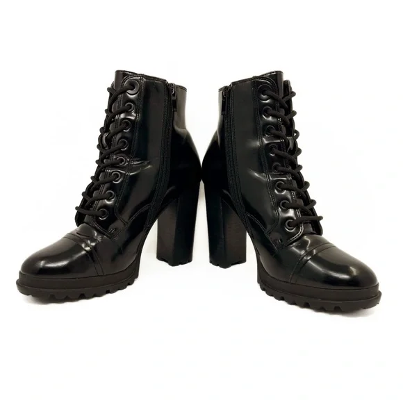 Aldo Glitteratti Lace up High Heel Combat Boots - Picture 6 of 11